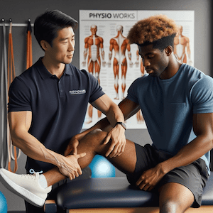 Physiotherapist-treating-patient-with-MCL-sprain
