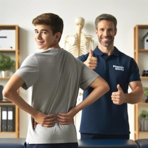 Teenager-standing-pain-free-after-physiotherapy-session-for-sore-back