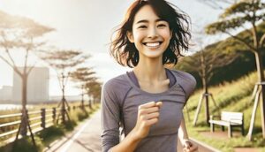 Young individual in early 20s running joyfully after successful knee treatment, showing a positive transformation with physiotherapy.