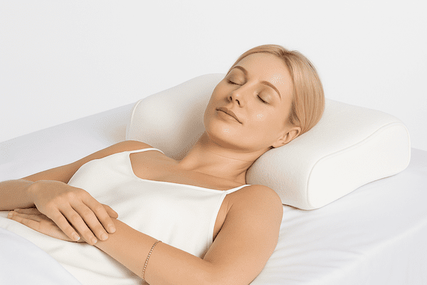 Back sleeper using best pillow for sleep with neutral neck support