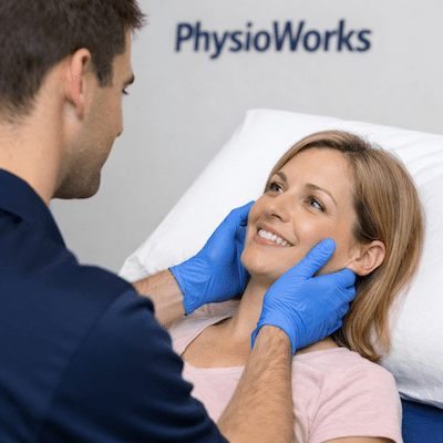tmj-headache-physiotherapy-jaw-assessment TMJ headache physiotherapy jaw assessment with patient lying supine