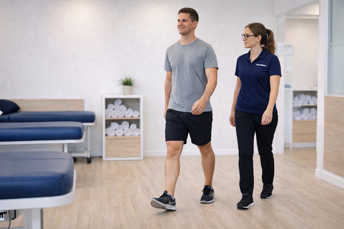 ankle injury recovery walking confidently during physiotherapy rehabilitation