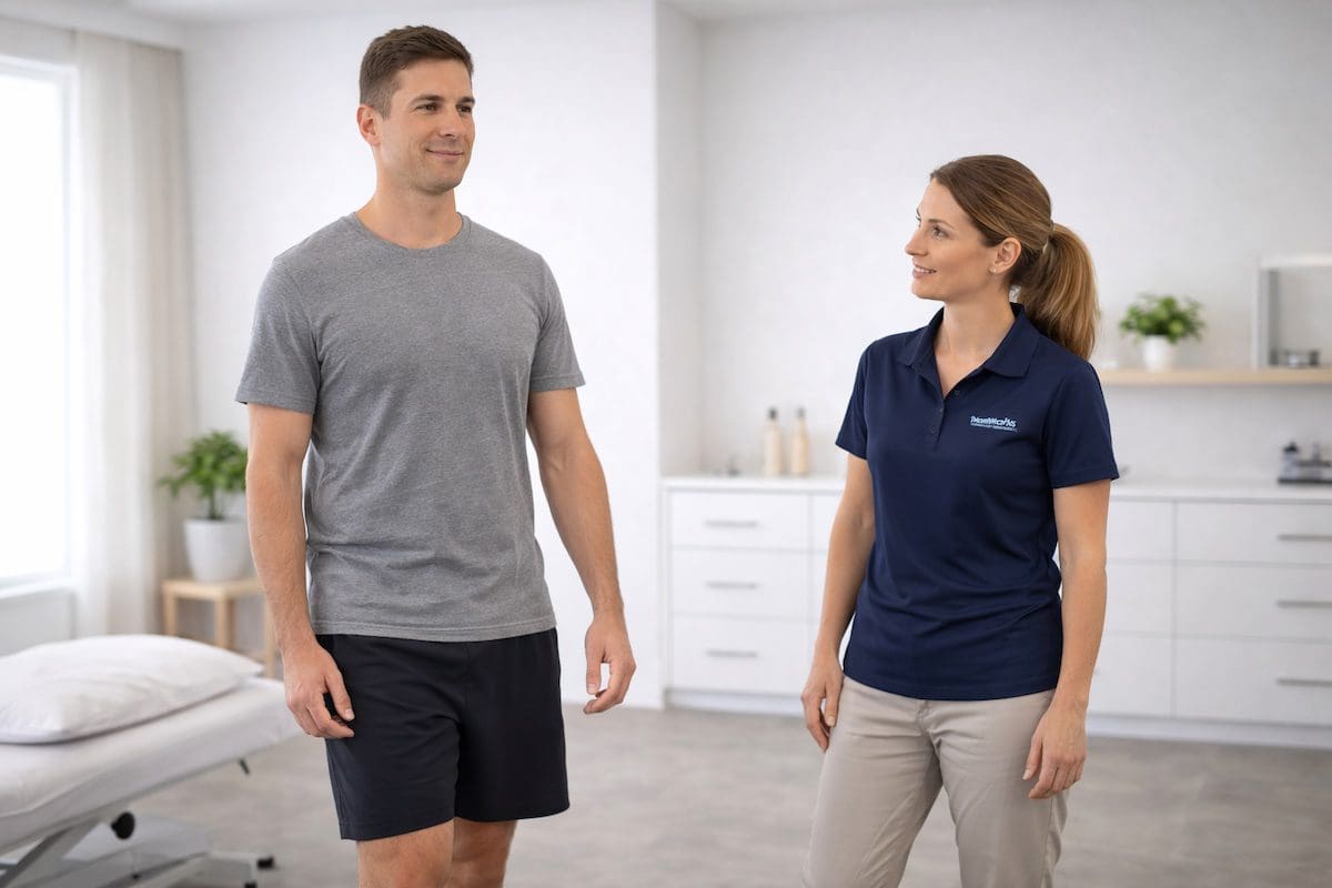 back-pain-recovery-physiotherapy patient standing pain free after back pain physiotherapy recovery