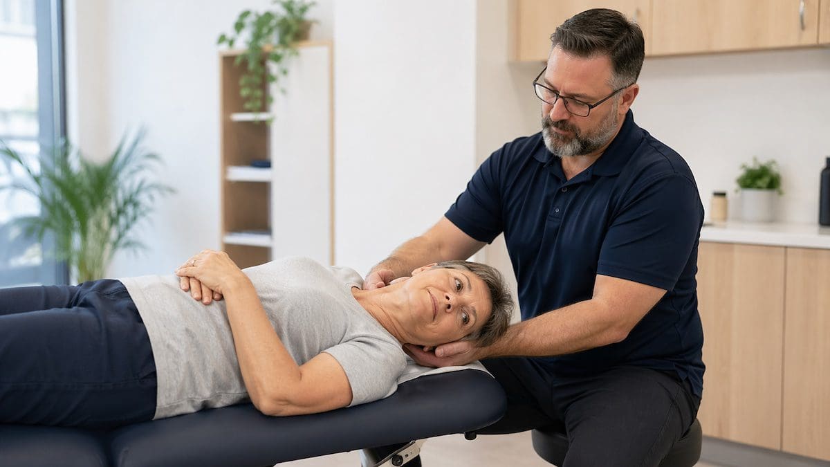 BPPV physiotherapy Dix-Hallpike assessment guiding head position for vertigo diagnosis