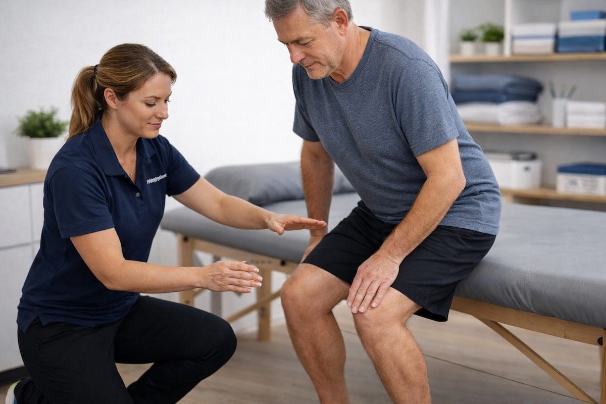 Meniscus surgery or physiotherapy functional knee load test during supervised squat assessment