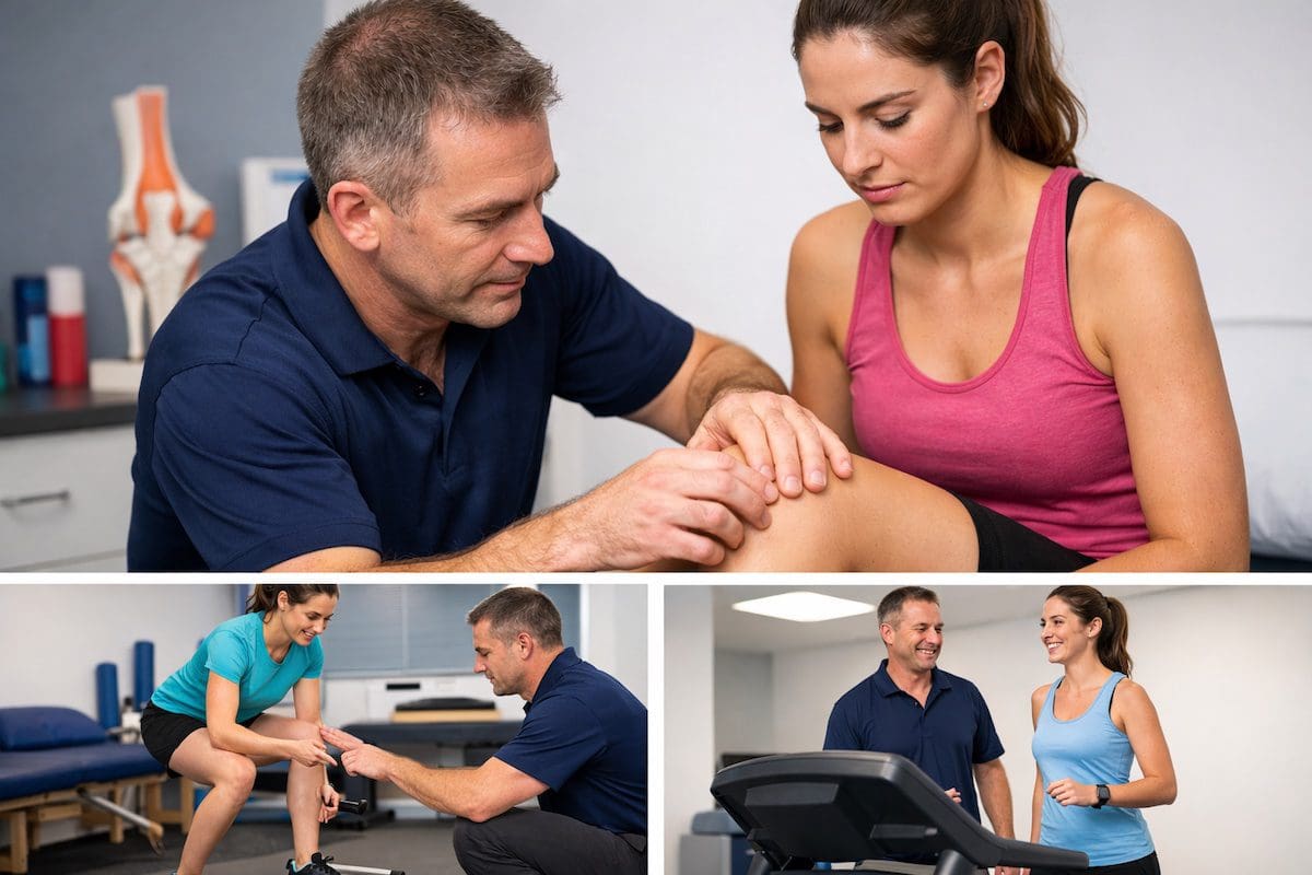 Runner's knee rehabilitation during guided return to running physiotherapy session