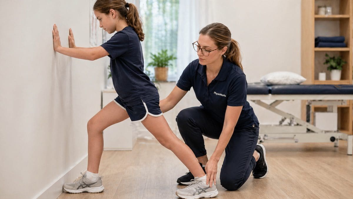 severs-disease-calf-stretch-child calf stretch exercise for child heel pain sever’s disease