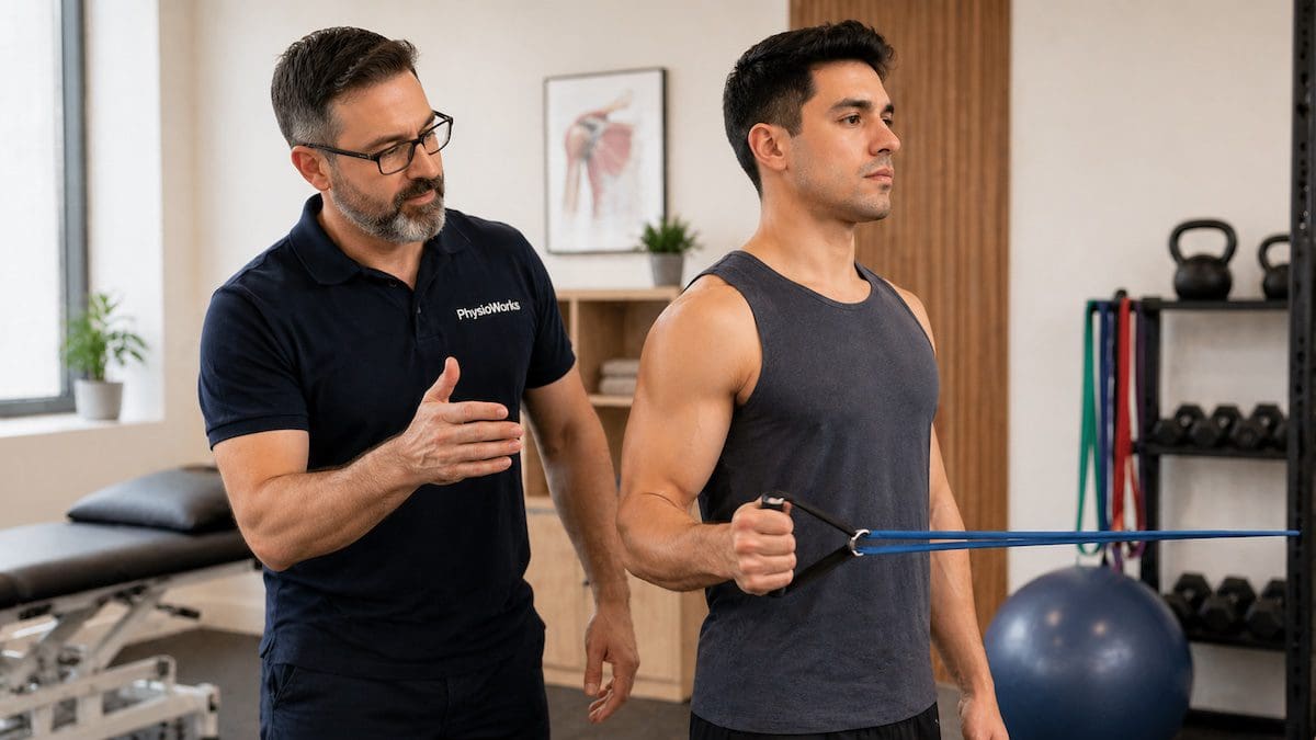 shoulder dislocation rehab external rotation exercise with resistance band