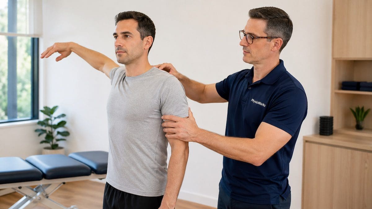 shoulder-pain-physiotherapy-assessment Shoulder pain physiotherapy assessment with guided shoulder movement testing