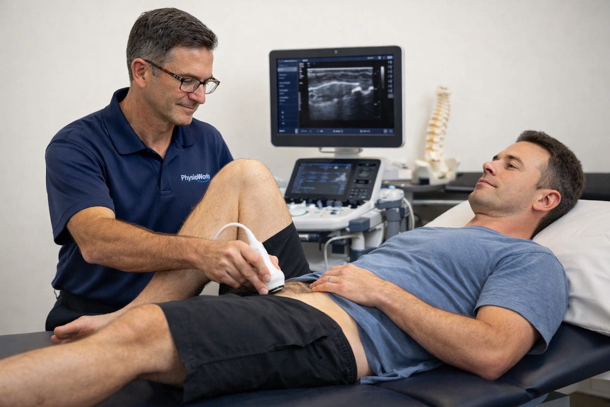 Ultrasound retraining lower back pain exercise with guided deep core activation feedback