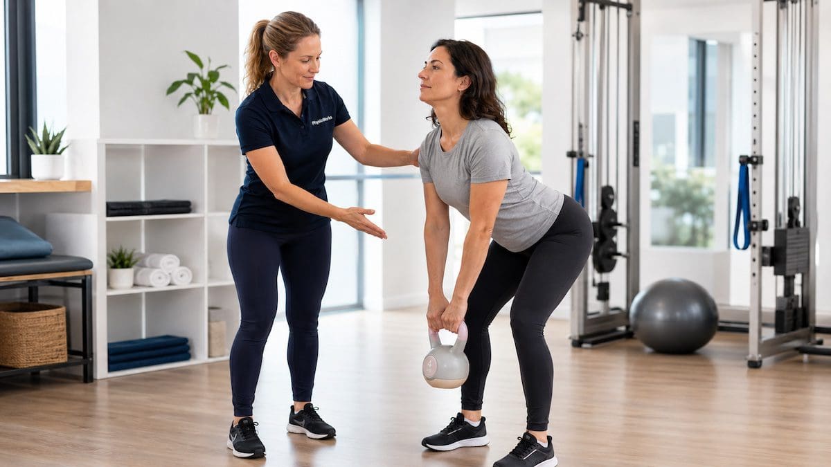 Hip hinge retraining to progress trunk control during lifting