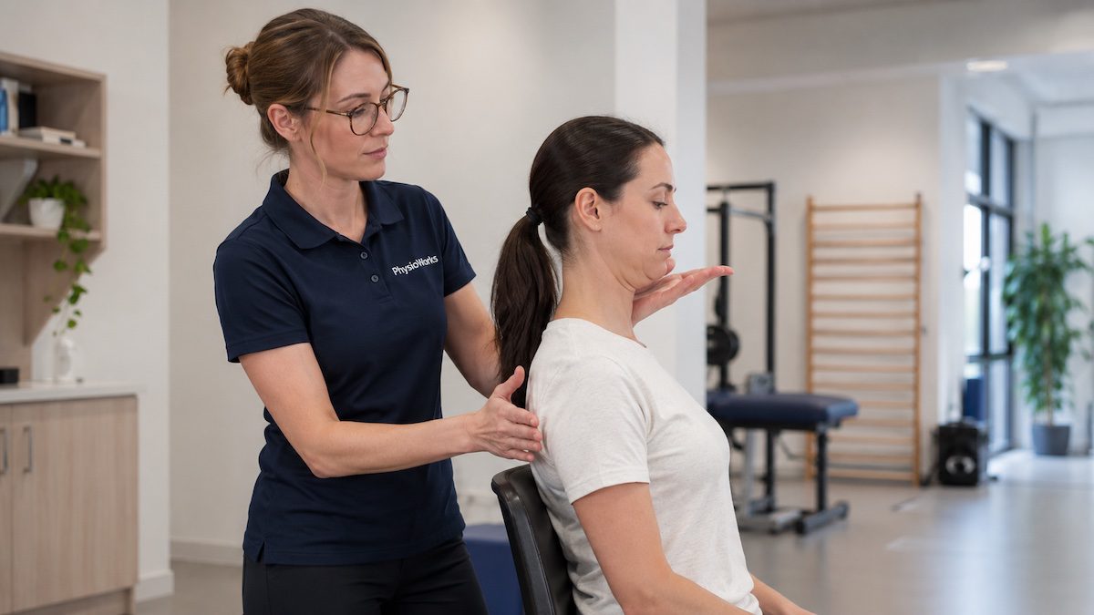 Neck exercises chin tuck posture reset for cervical spine pain relief