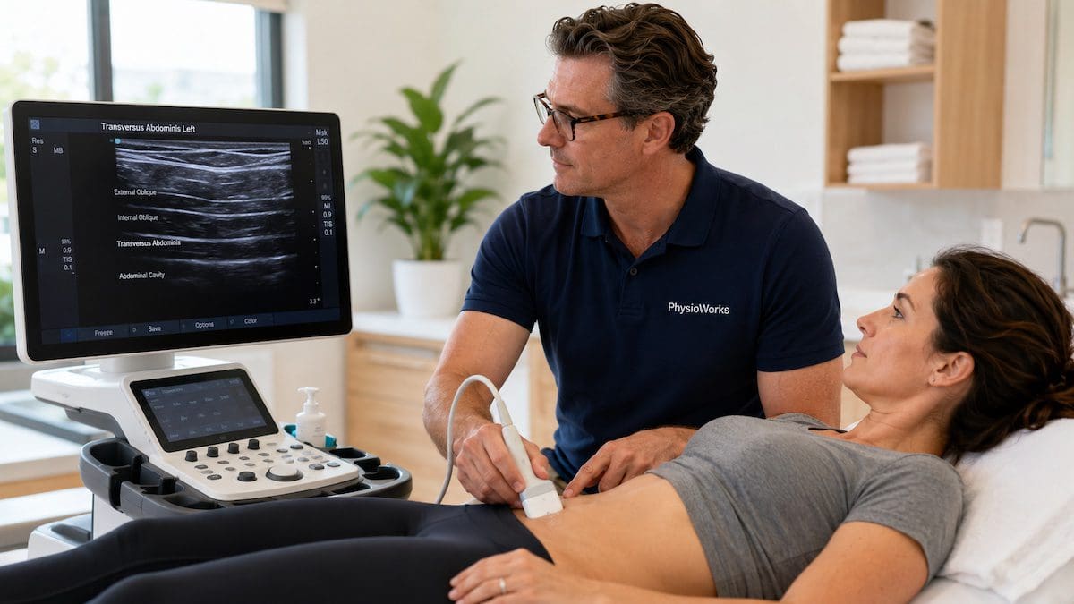 real-time-ultrasound-physiotherapy-core-activation Real-time ultrasound physiotherapy assessing transversus abdominis activation during deep core rehabilitation