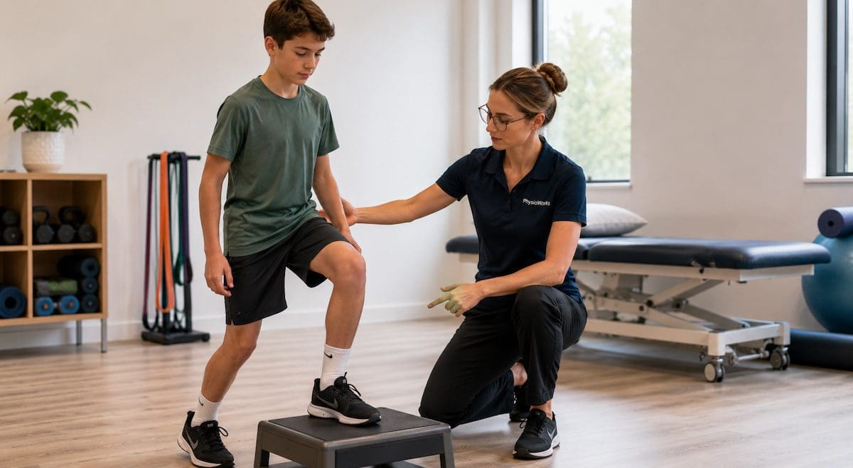 Sinding Larsen Johansson Syndrome step-down rehab for kneecap load control