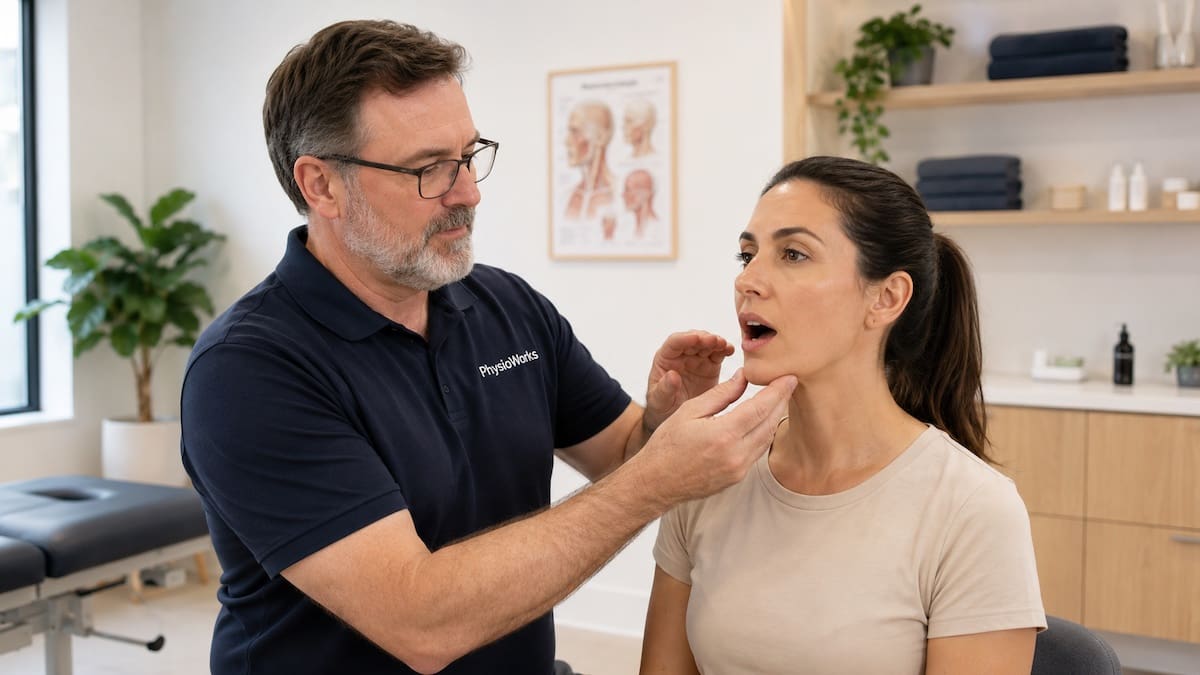 TMJ treatment assessment for jaw pain and controlled mouth opening