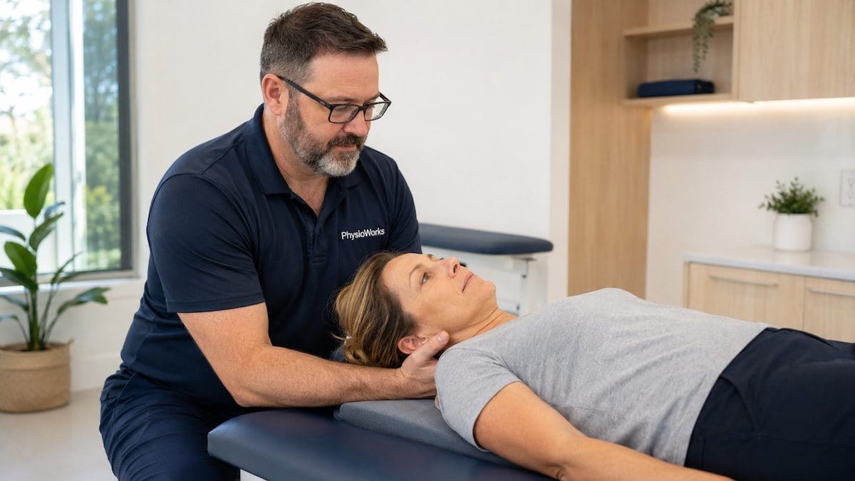 Vertigo physiotherapy BPPV positioning assessment with supported head movement