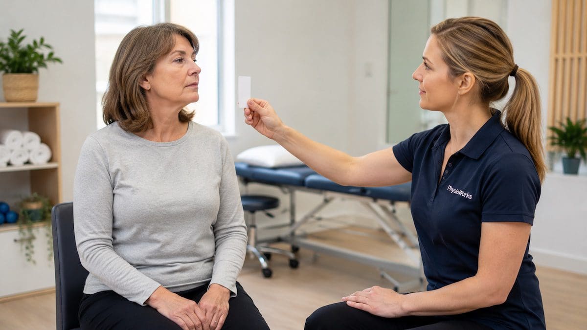 Vestibular Physiotherapy Assessment Vestibular physiotherapy eye-head coordination assessment for dizziness and balance symptoms