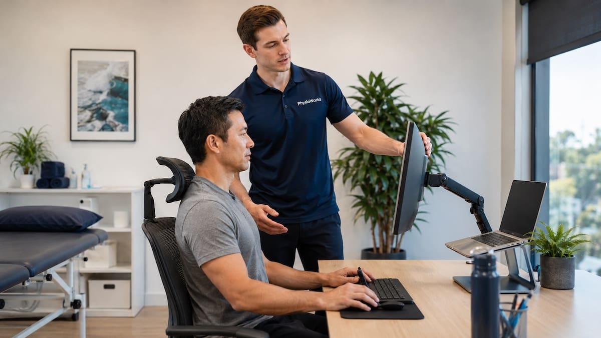 Good Back Posture Workstation Ergonomics Assessment Good back posture workstation ergonomics assessment by physiotherapist