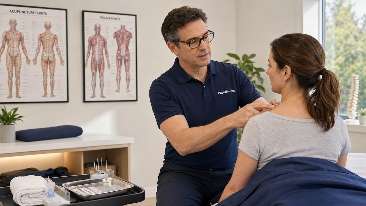 Acupuncture vs dry needling explanation for upper trapezius muscle pain treatment