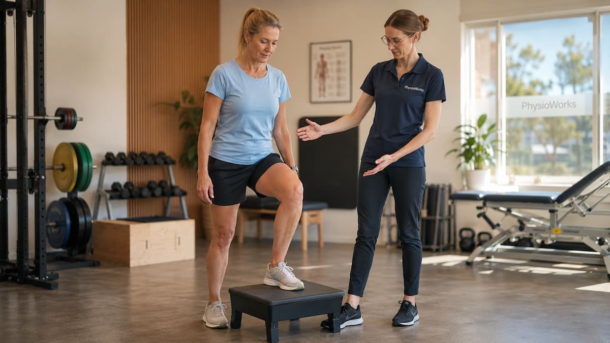 Ankle fracture physiotherapy step-up testing walking confidence