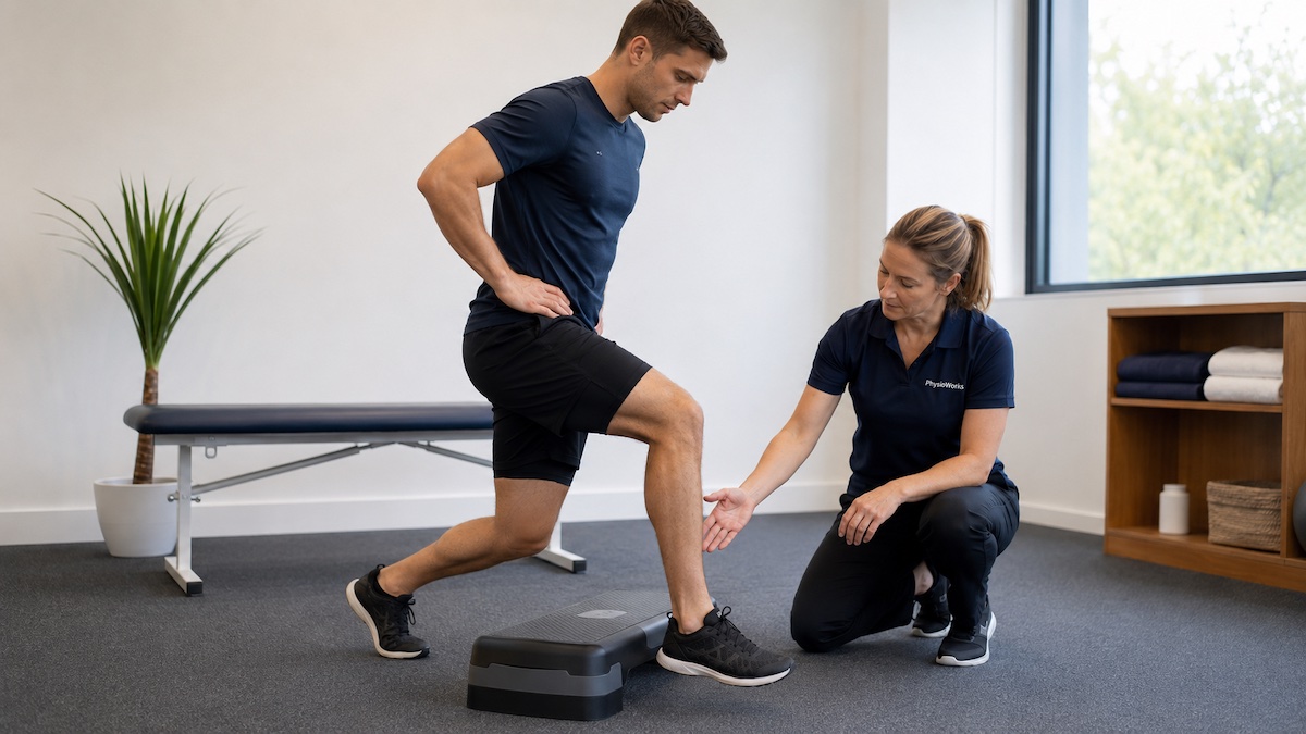 Anterior ankle impingement step-down exercise improving ankle dorsiflexion control