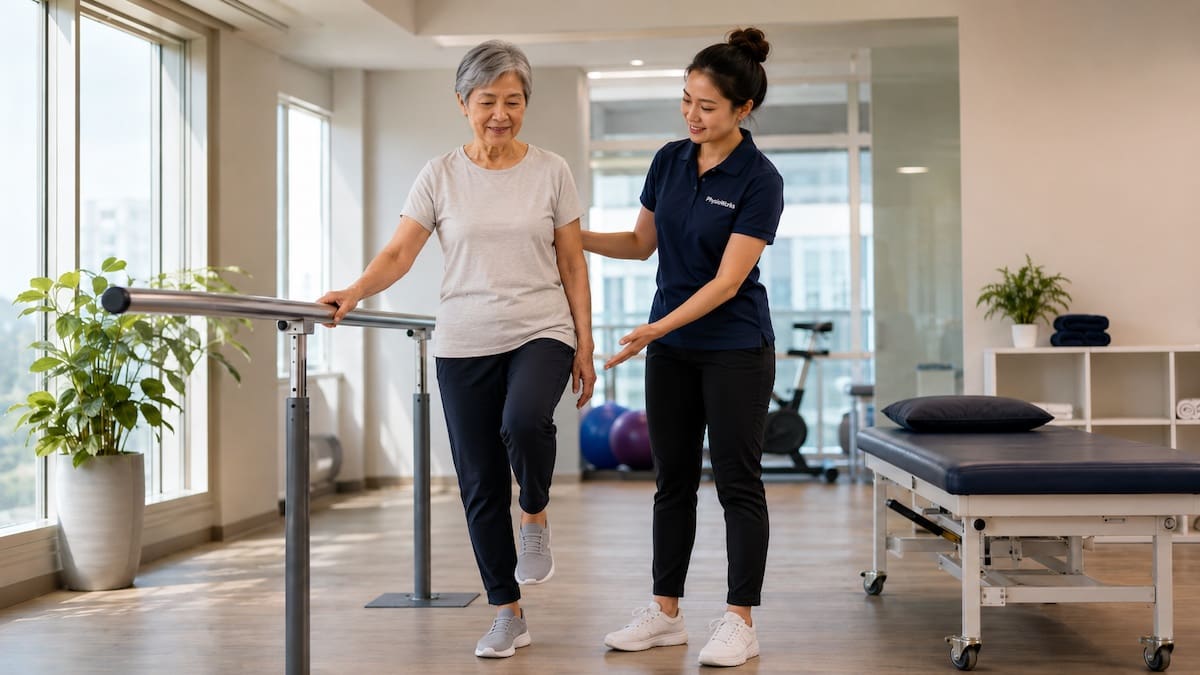 Balance exercises step-and-reach control for falls prevention training