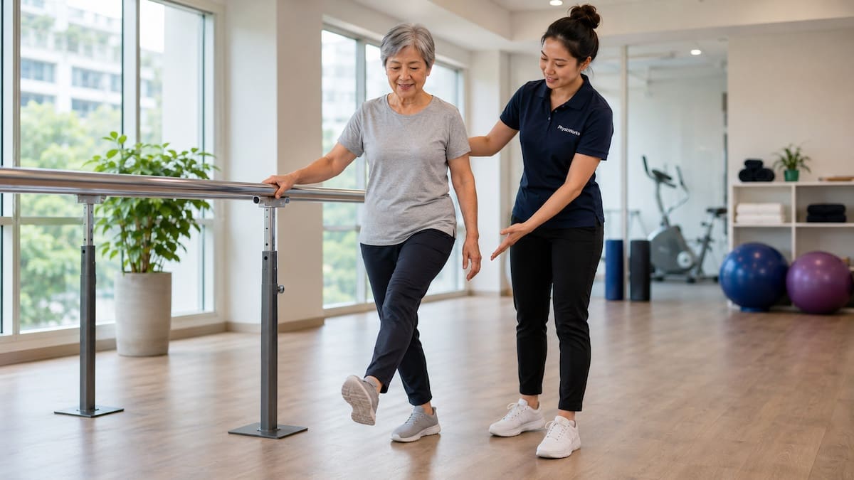 Balance exercises step-and-reach control for falls prevention training