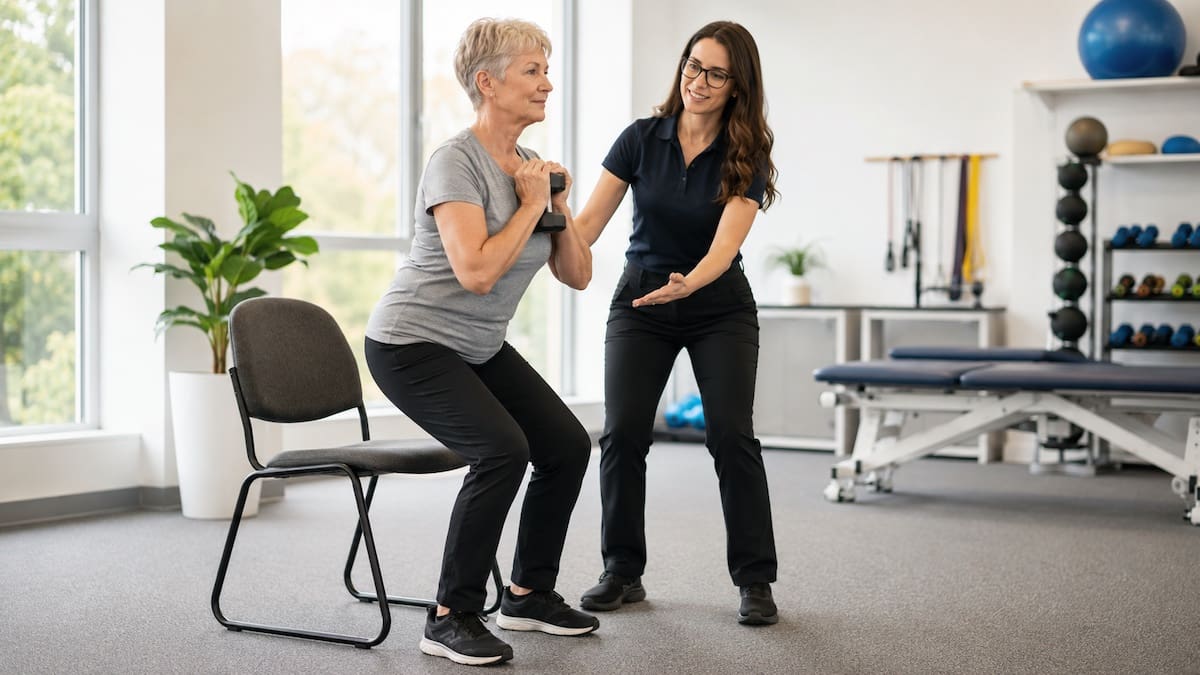 Healthy ageing exercise over 70 using sit-to-stand strength training