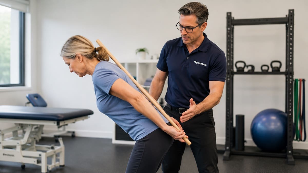 Degenerative disc disease physiotherapy lumbar hip hinge retraining exercise