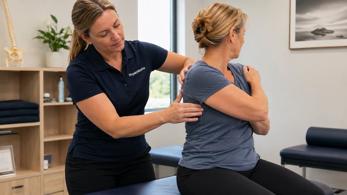 Facet joint arthropathy thoracic spine rotation assessment with physiotherapist
