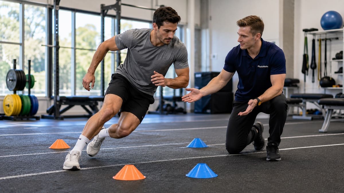 Football injuries change-of-direction assessment showing ankle knee and hip control