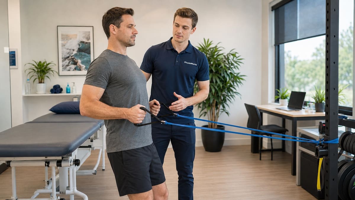 good-back-posture-resistance-band-exercise Resistance band row exercise for good back posture