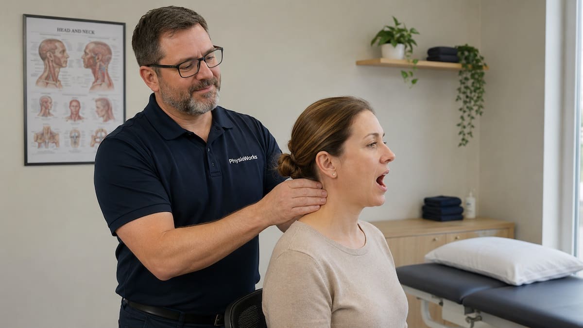 Headache neck and jaw pain upper cervical spine and jaw movement assessment