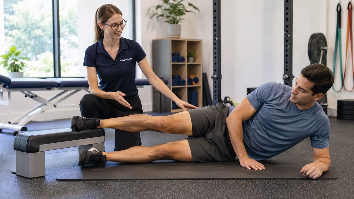 Hip adductor tendinopathy adductor strengthening exercise supervised by physiotherapist