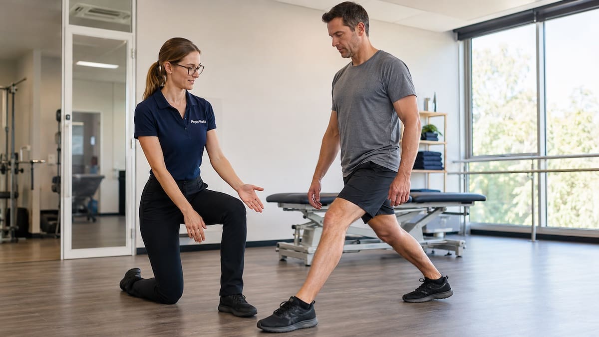 Leg pain assessment showing hip knee ankle and foot alignment