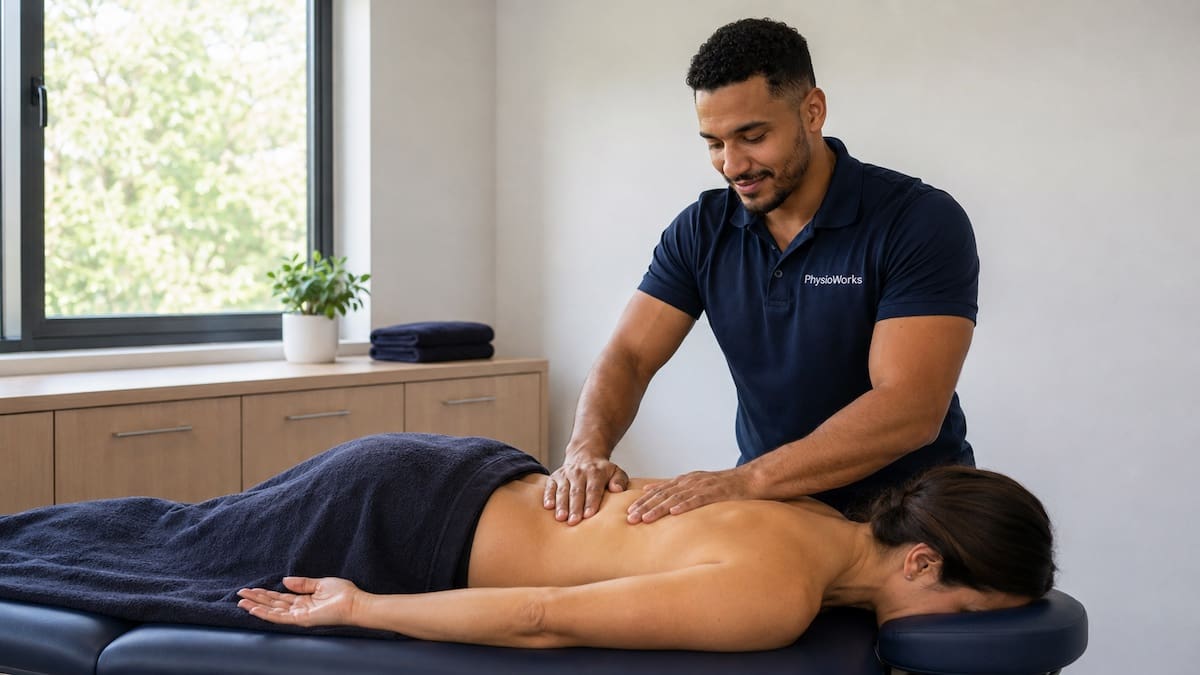 Myofascial release massage applying slow pressure to thoracolumbar fascia