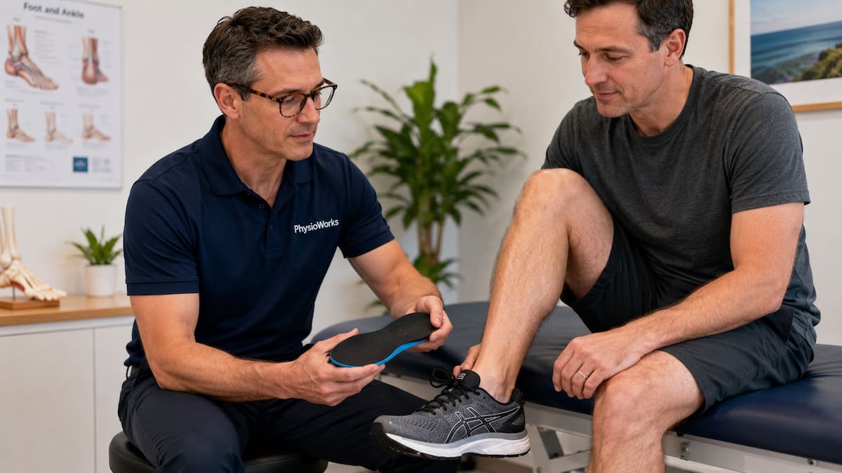 Orthotics Brisbane foot arch and shoe insert assessment with physiotherapist