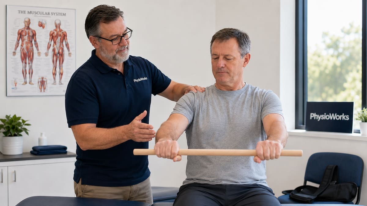 Post-operative shoulder physiotherapy assisted mobility exercise after shoulder surgery