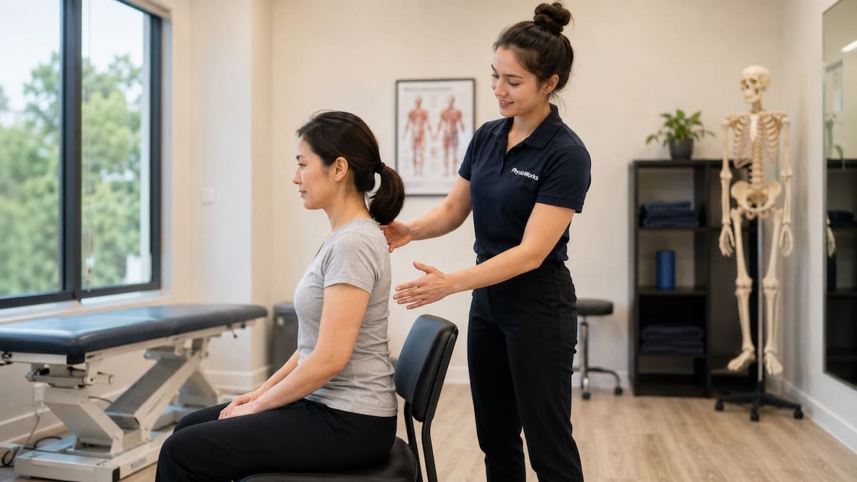 posture correction physiotherapy assessing cervical and thoracic spine alignment