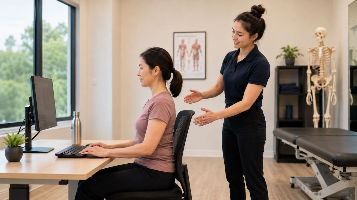 posture correction physiotherapy improving cervical and thoracic desk posture control