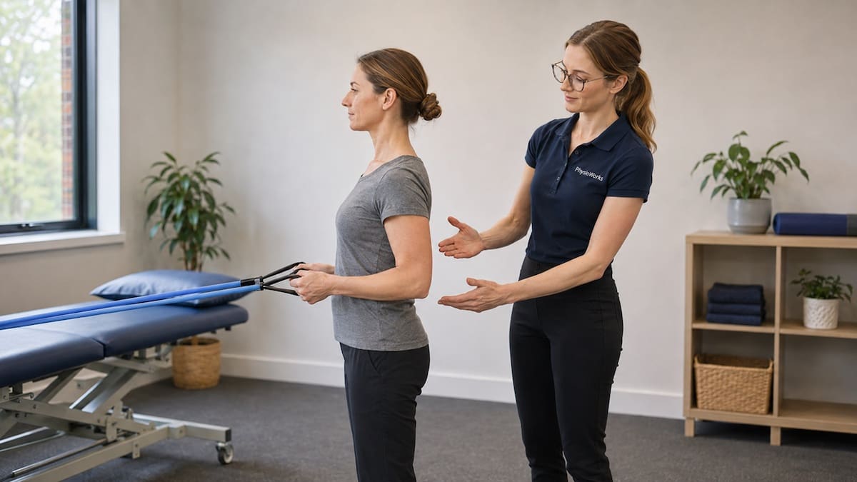 posture-exercises-band-row-trunk-control Posture exercises band row improving trunk and shoulder blade control