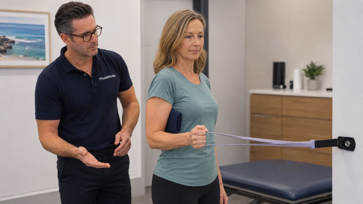 Rotator cuff calcific tendinopathy external rotation loading for shoulder rehabilitation