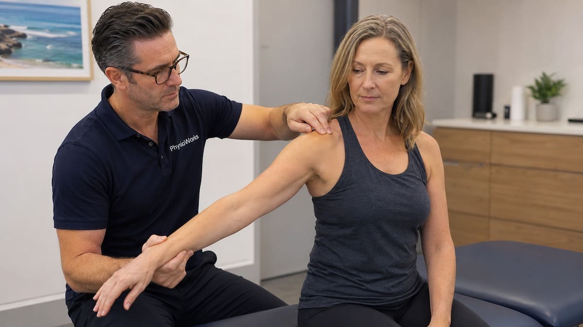 Rotator cuff calcific tendinopathy supraspinatus assessment with resisted shoulder abduction