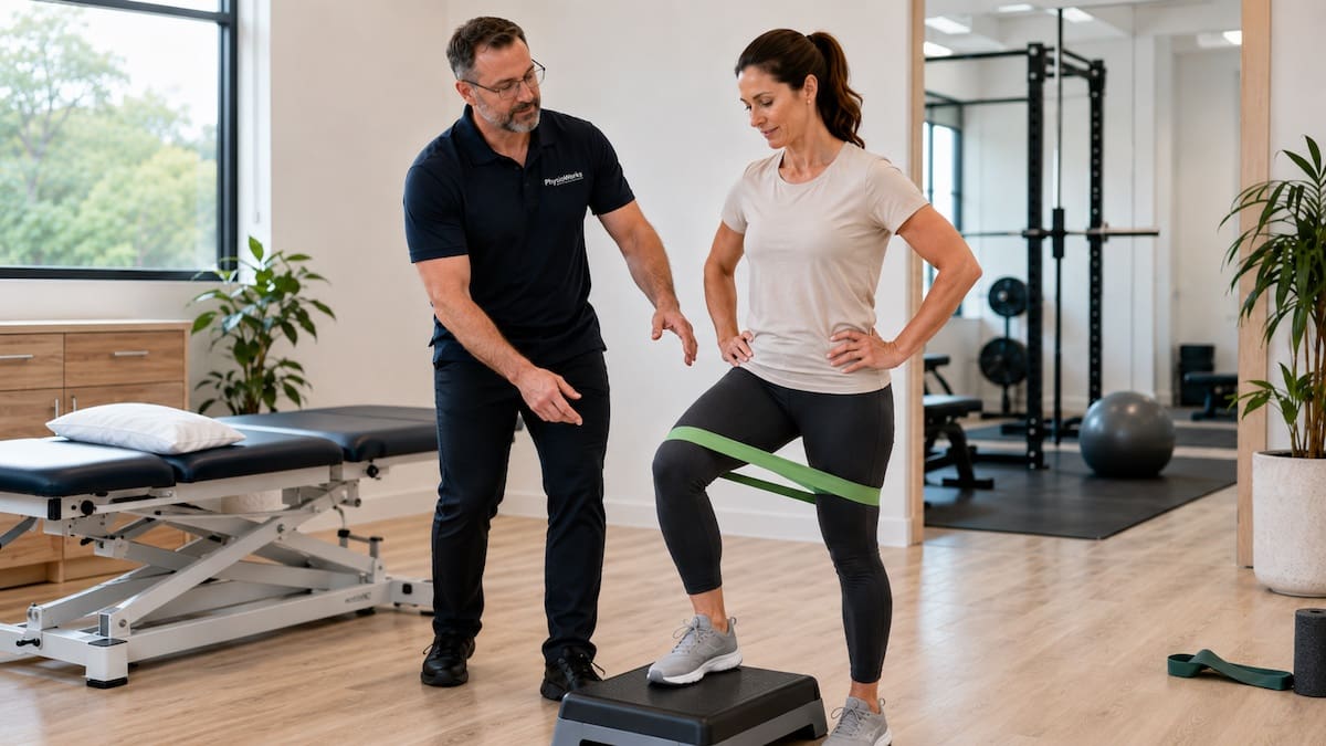 sij-buttock-pain-step-up-recovery SIJ and buttock pain recovery with supported step-up pelvic control exercise