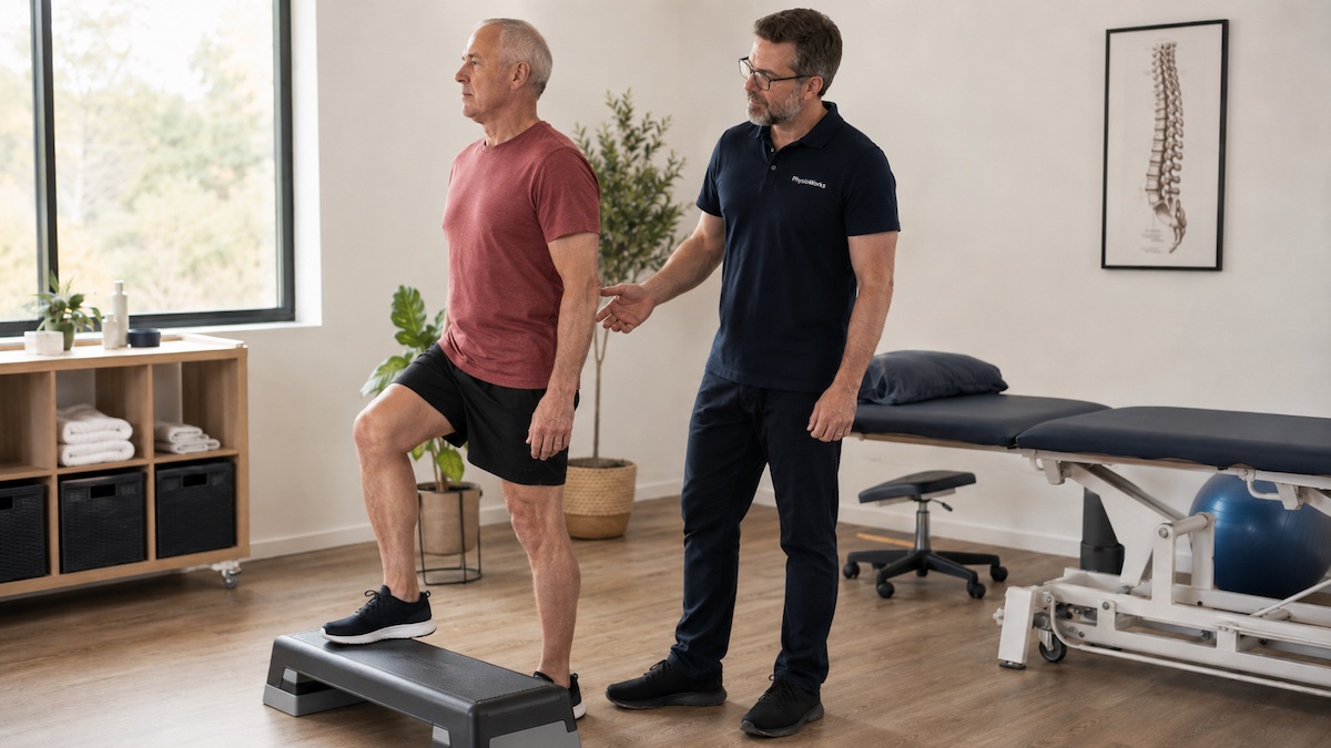Spinal stenosis step-up exercise for walking tolerance