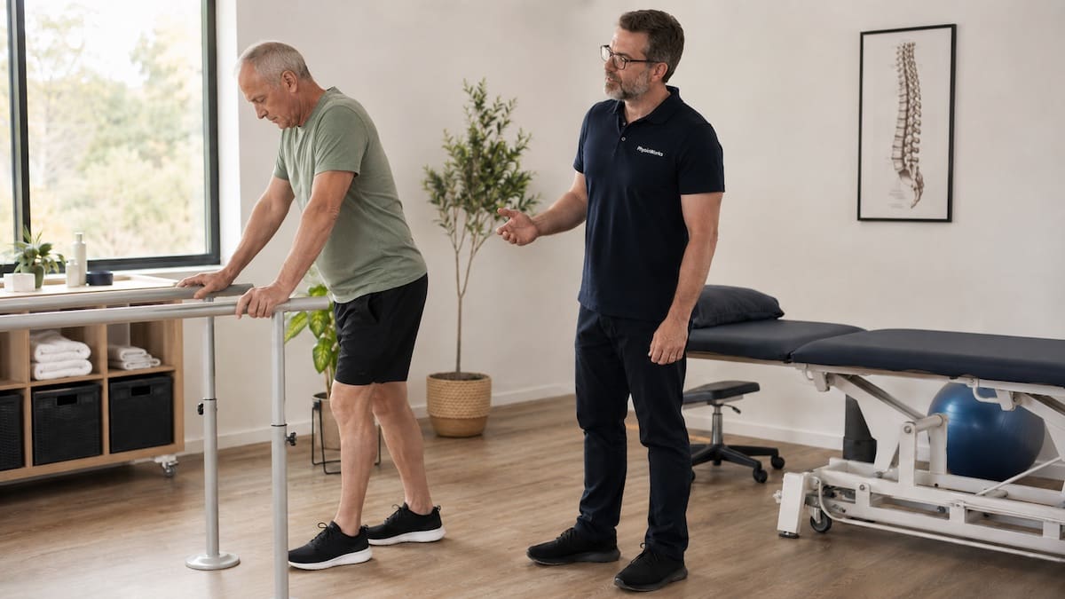 Spinal stenosis walking assessment with lumbar flexion support