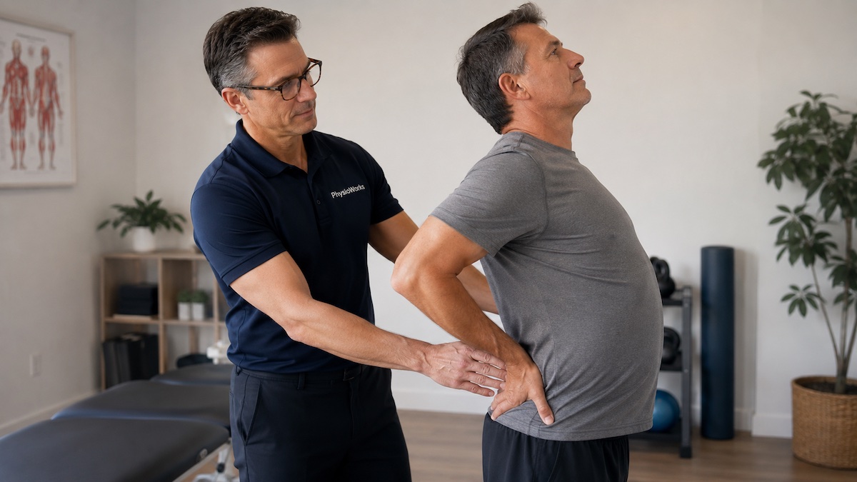 Spondylolisthesis physiotherapy lumbar spine extension assessment in clinic