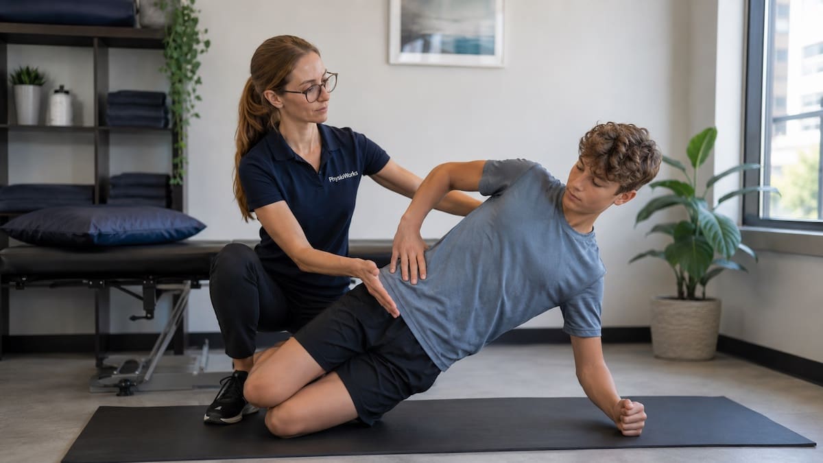 Spondylolysis lumbar spine side plank core control exercise