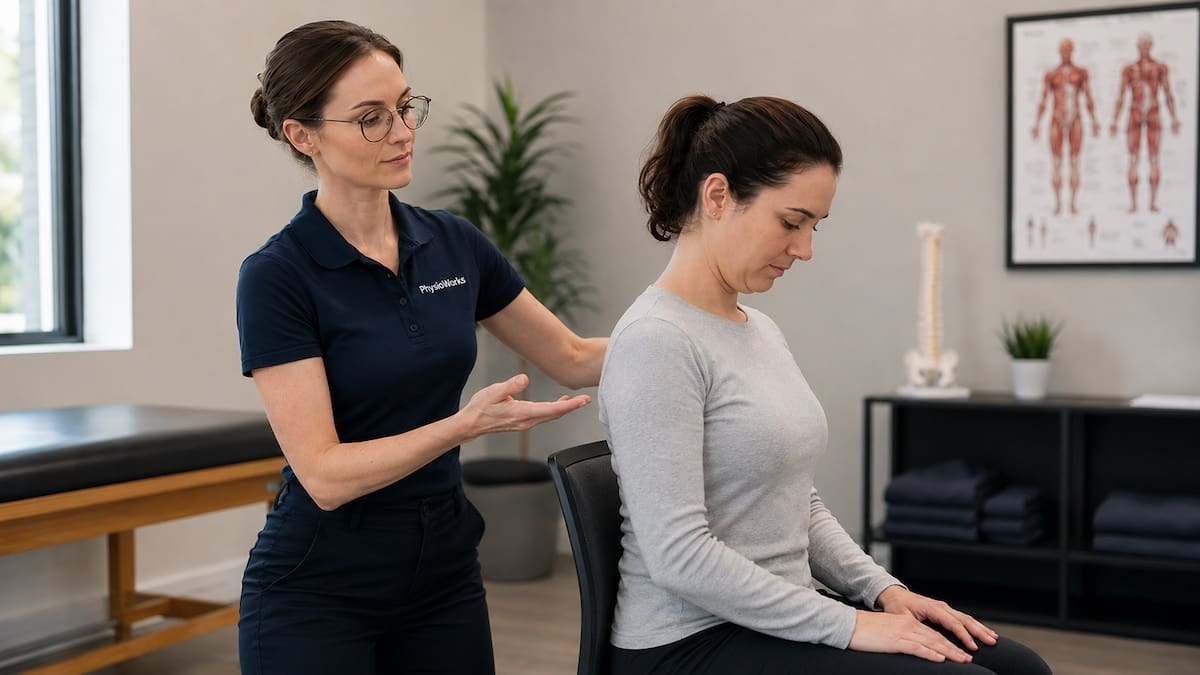 Neck control exercise for screen-related neck discomfort