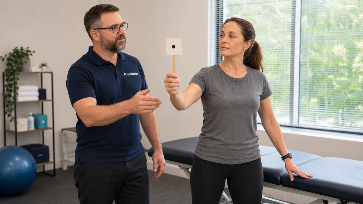 Vestibular migraine rehabilitation visual motion exercise with physiotherapist coaching
